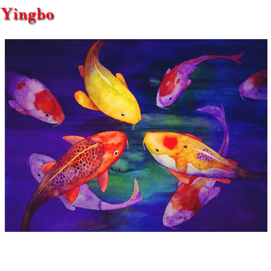 Home Decor Diamond Painting Koi Fish Diamond Mosaic Pictures of Rhinestones Embroidery 5d Paint With Diamonds Full Square Round 副本