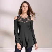 Women Blouse Sexy Cold Shoulder Long Sleeve Shirt 2017 Fashion Split Hem Mesh Blouses Feminine Summer Tops LJ8384X Women Blouse Sexy Cold Shoulder Long Sleeve Shirt 2017 Fashion Split Hem Mesh Blouses Feminine Summer Tops LJ8384X