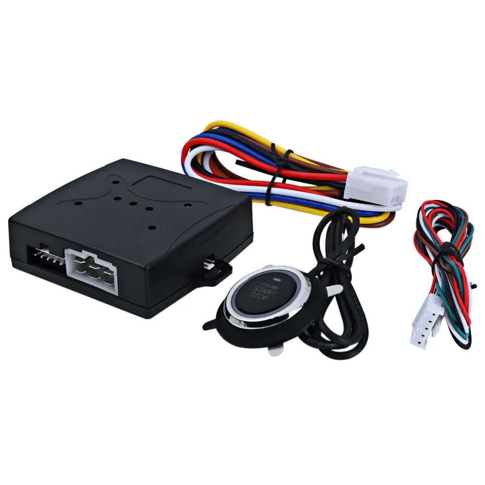 Goedkoop Hoge kwaliteit Verkoopbevordering RFID Auto Alarm Met Push Start Knop En Transponder Startonderbreker Systeem Auto Motor Start Stop