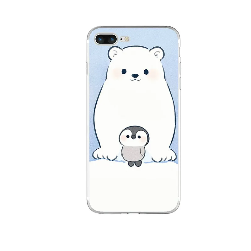 Милый белый медведь Пингвин мягкий силиконовый прозрачный ТПУ чехол для iphone 6 6S 7 8 Plus 5 5S SE X Xs XsMax Xr чехол для телефона s Coque Capa