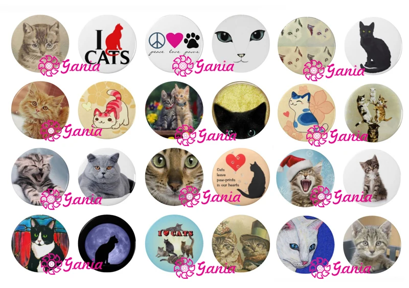 

24pcs/lot Interchangeable 18mm Cabochon Snap Jewelry Animal Pet Cat Buttons for DIY Bracelet women Necklace Ring Earring Bijoux
