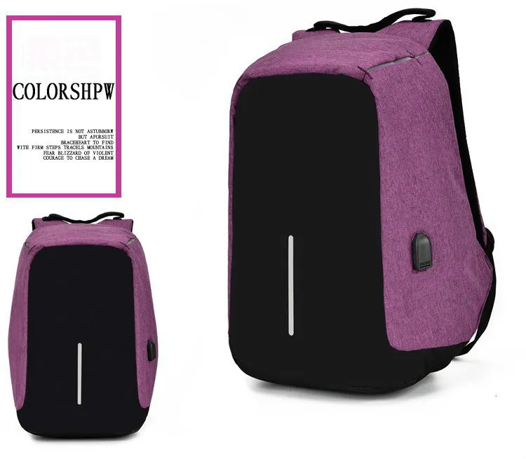 Рюкзак с защитой от краж, сумка 15,6 дюймов, ноутбук, Mochila, мужской водонепроницаемый рюкзак, рюкзак большой емкости, школьный рюкзак - Цвет: purple