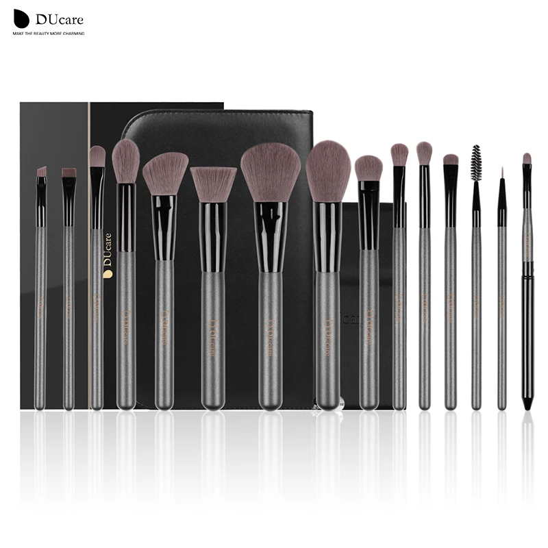 

DUcare 15Pcs Makeup Brushes Sets Professional brush set with Portable Mirror high quality cosmetic make up brush set with bag