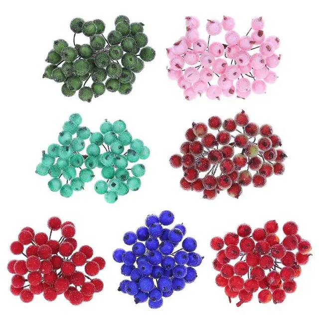 40 heads mini fake fruit small berries artificial flower cherry
