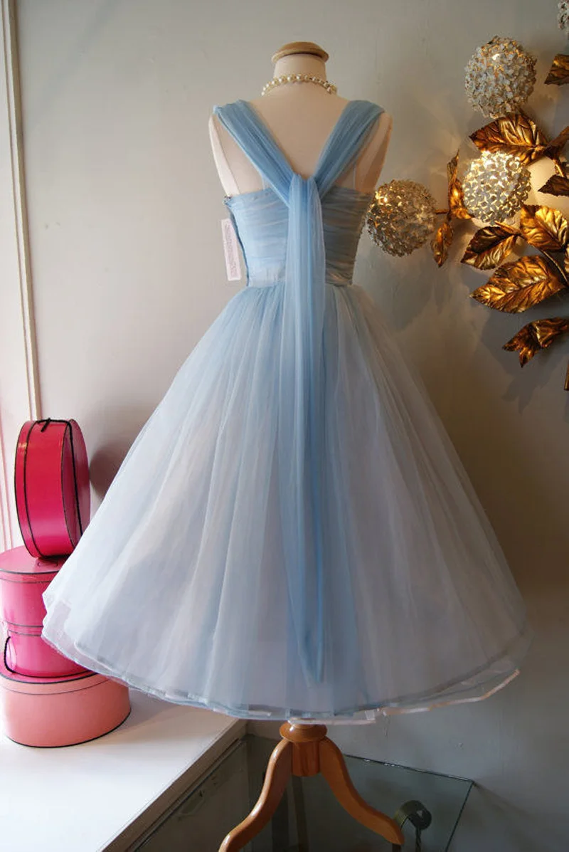  11.Vintage 1950's Short A Line Cocktail Prom Gowns Tea Length Cinderel (2)
