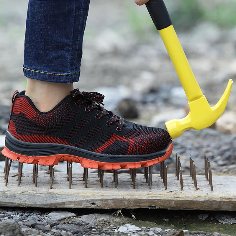 

Large Size 45-48 Sturdy Sole Safety Shoes For Boys Wedges Flyknit Casual Sneakers Men Air Mesh Shallow Chaussure Homme