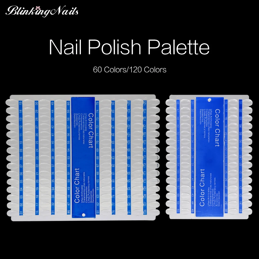 

BlinkingNails 60/120 Colors Display Board Nail Polish Paint Palette for Nails Transparent Acrylic Display in Blue