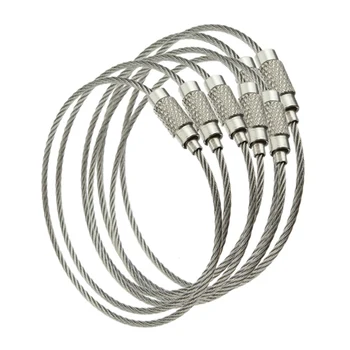 

100pcs Stainless Steel Screw Locking Wire Keychain Cable