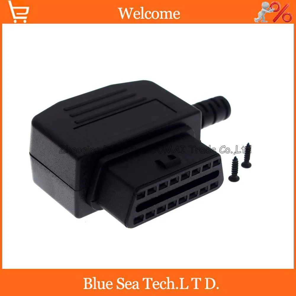 

16 Pin OBD2 female plug connector plug(include screw etc.) for ECU OBD2 test,OBD plug,OBDII connector,Elbow type