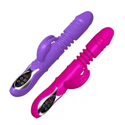 Отопление Телескопический вращающийся Кролик Дилдо Вибратор массажер G Spot Клитор стимулятор для взрослых секс-игрушки для женщин