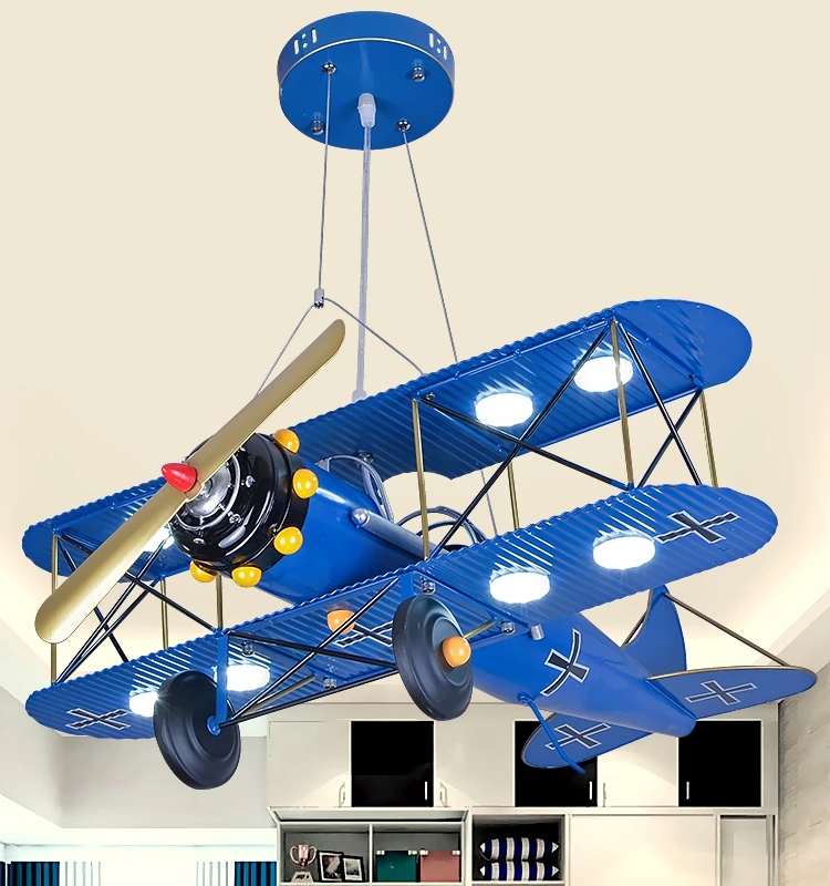 Child Room Suction Led Blue Red Ceiling Lamp Boy Cartoon Bedroom Lamp Creative Eye Guard Aircraft Ceiling Light Za1129535