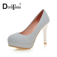 DoraTasia 2017 Big Size 32-43 Sexy Super High Heel Pumps Woman Fashion Platform Bling Uper Wedding Party Women Shoes