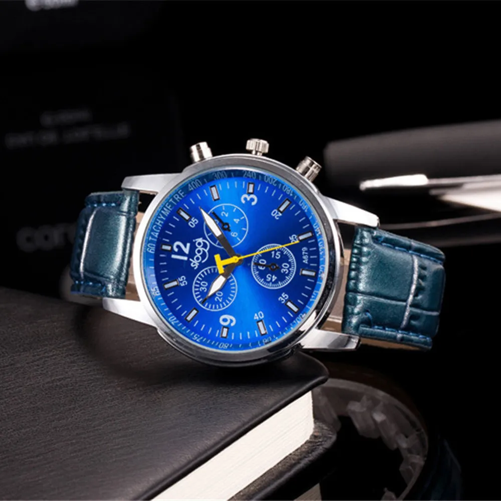 Mens Watch Blu Ray Glass Watch Neutral Quartz Simulates The Wrist Watch Business watch Reloj de hombre New Hot Sale M5