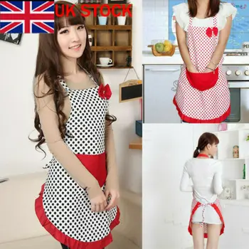 

Cute Vintage Flirty Womens Bowknot Kitchen Bib Apron Dress with Pocket Gift UK