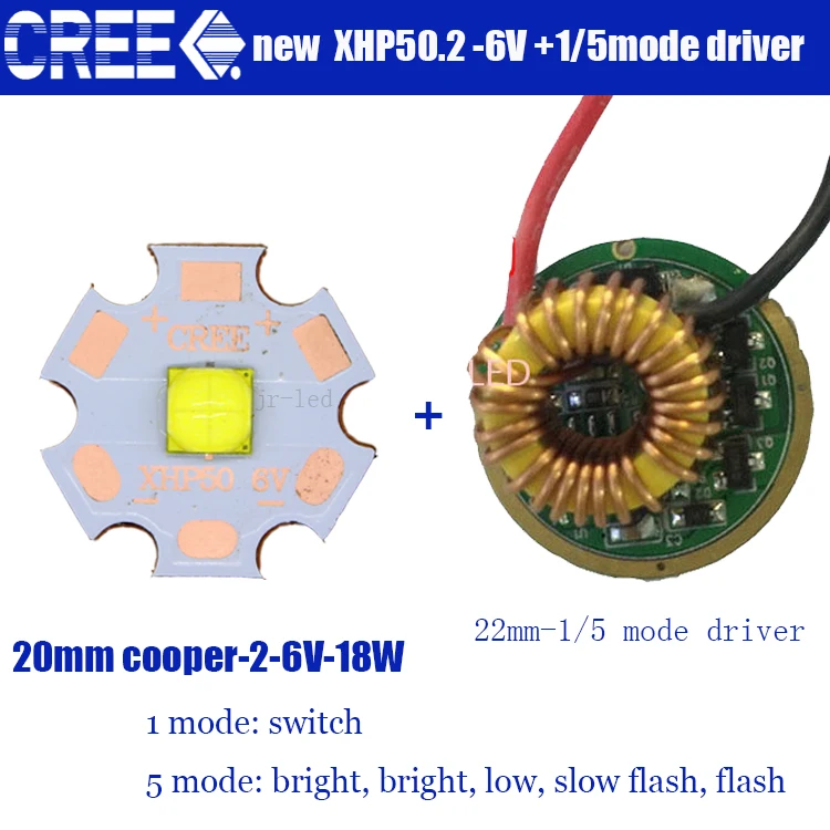 

1set Original authentic 18W 6V Cree XHP50.2 XHP-50 Led Emitter Lamp Light Cool White 6500K On 20MM Copper PCB Board whith 1mod
