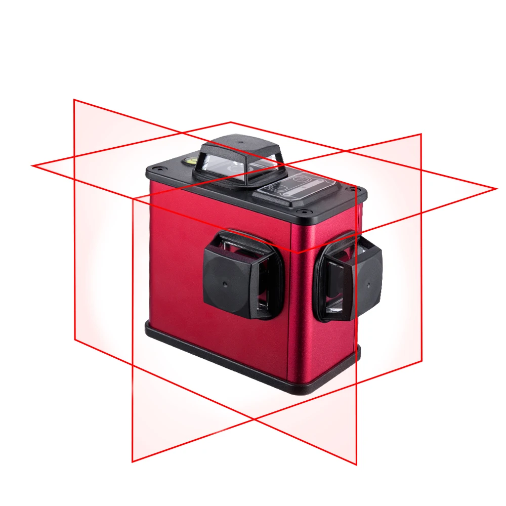 

Red 3D Laser Level 12Lines Self-Leveling Lockable Horizontal And Vertical Laser Line +2 Lithium Battery+Charger