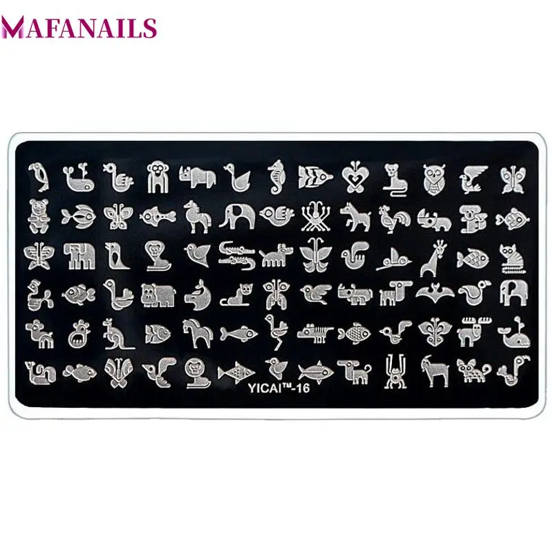 

1Pc 6.5*12.5CM Quality Nail Stamping Plates Stainless Steel Image Cartoons Fish Cat Bird Stamping Nail Art Manicure Template 16#