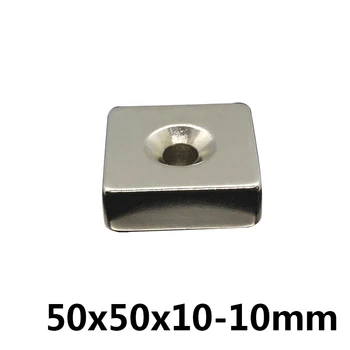 

1 pcs 50 x 50 x 10 mm 10mm Hole N35 Super Strong Rare Earth Ring Block Neodymium Magnet Fridge Magnets