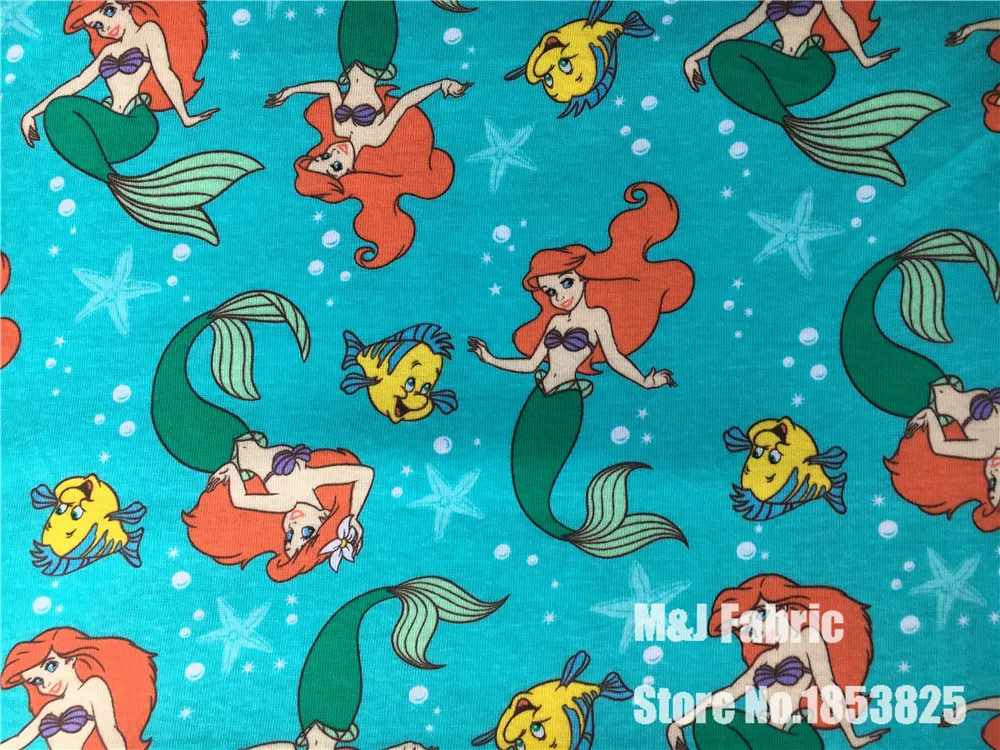 beautiful Mermaid Princess knitted Cotton Fabric For Sewing diy