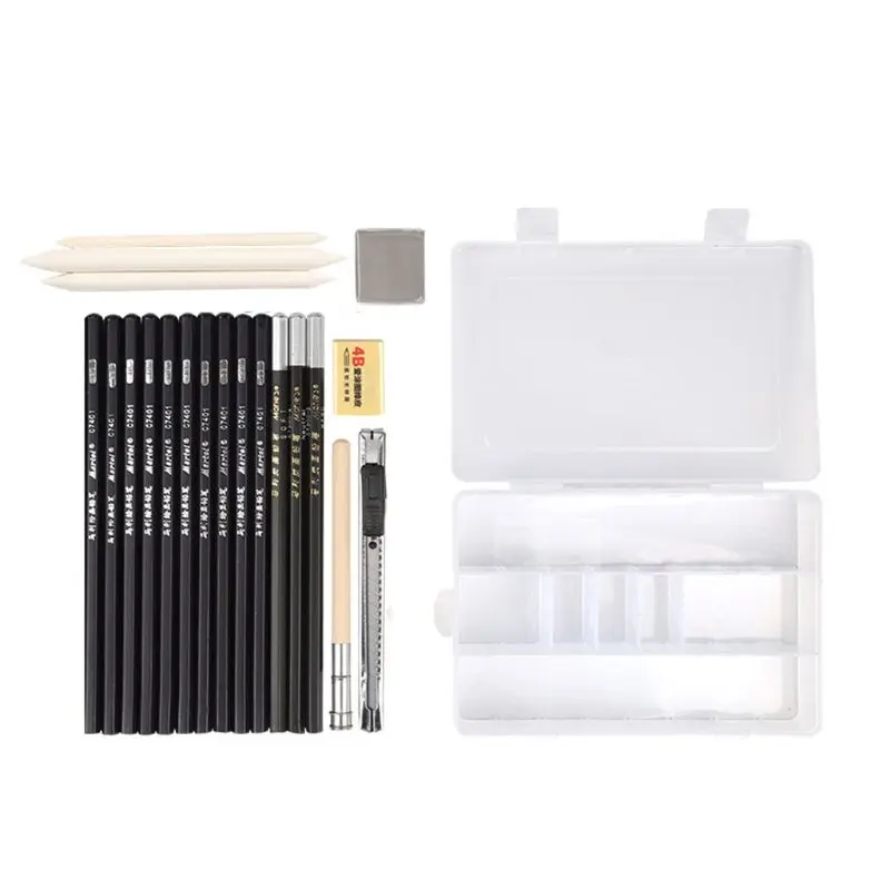 

Sketch Drawing Pencil Professional Charcoal Sketch Tool Brush Set Student With Rubber Art Brush 1 Set