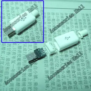 

DIY Micro USB Type A Male 5 Pin Plug Connector With White Plastic Cover Welding Type 4 in 1 DIY Plugs