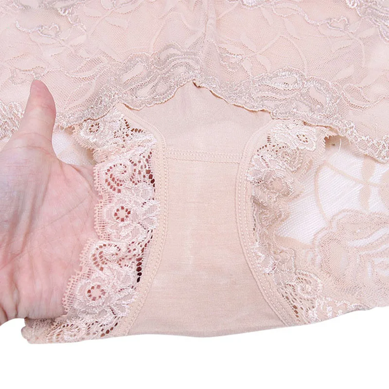 Lace Sexy Women Panties Briefs High Waist Underwear Embroidery Floral Seamless Breathable Female Lingerie Plus Size Underpants