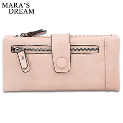 Mara's Dream 2018 Высокая емкость Модные женские кошельки Длинные сумки ретро искусственная кожа однотонный кошелек клатч женский кошелек