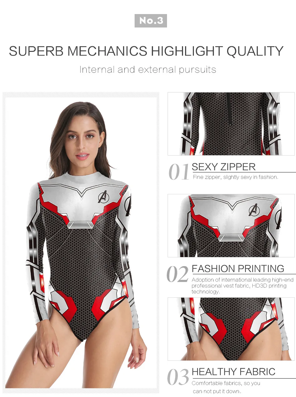 Women Bikini Jumpsuit Swimwear Avengers Endgame Quantum Realm Cosplay Sexy Costumes Bodysuit for 3D printing Jumpsuits Swimsuit