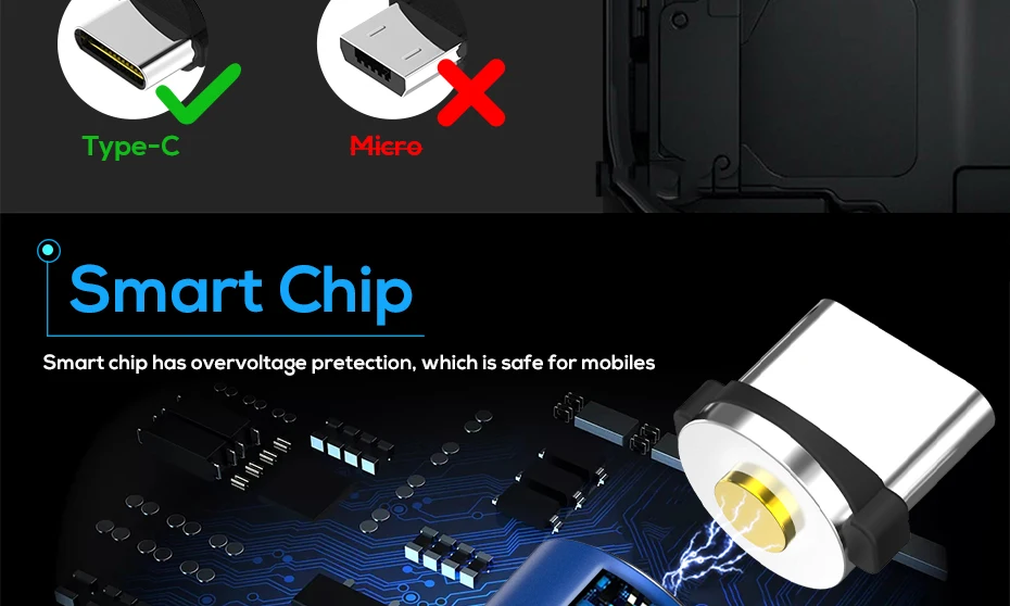 TOPK AM33 светодиодный магнитный кабель Micro USB и usb type-C кабель для samsung Xiaomi huawei LG USB кабель для iPhone Xs Max 8 7 6 Plus