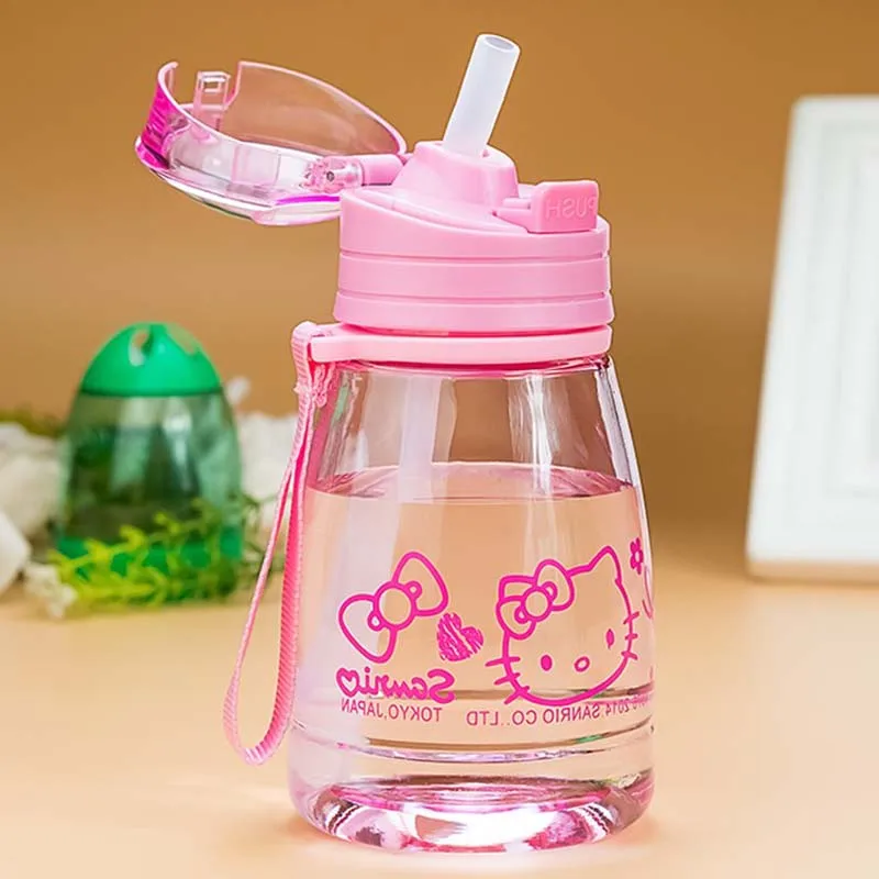 

350ml Cute Kitty Baby Feeding Cup with Straw Children Learn Feeding Drinking Bottle with Handle Kids Training Cup