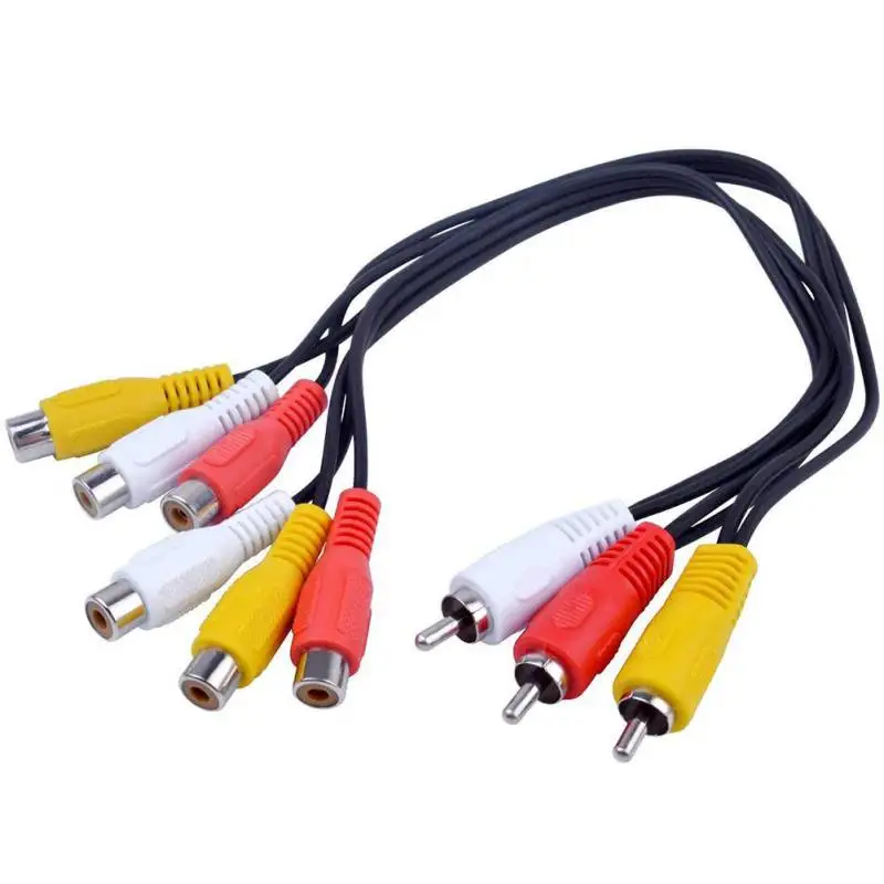 Moresave 3 RCA штекер до 6 штепсельная Вилка RCA Splitter Аудио Видео Av кабель адаптер 12 дюймов