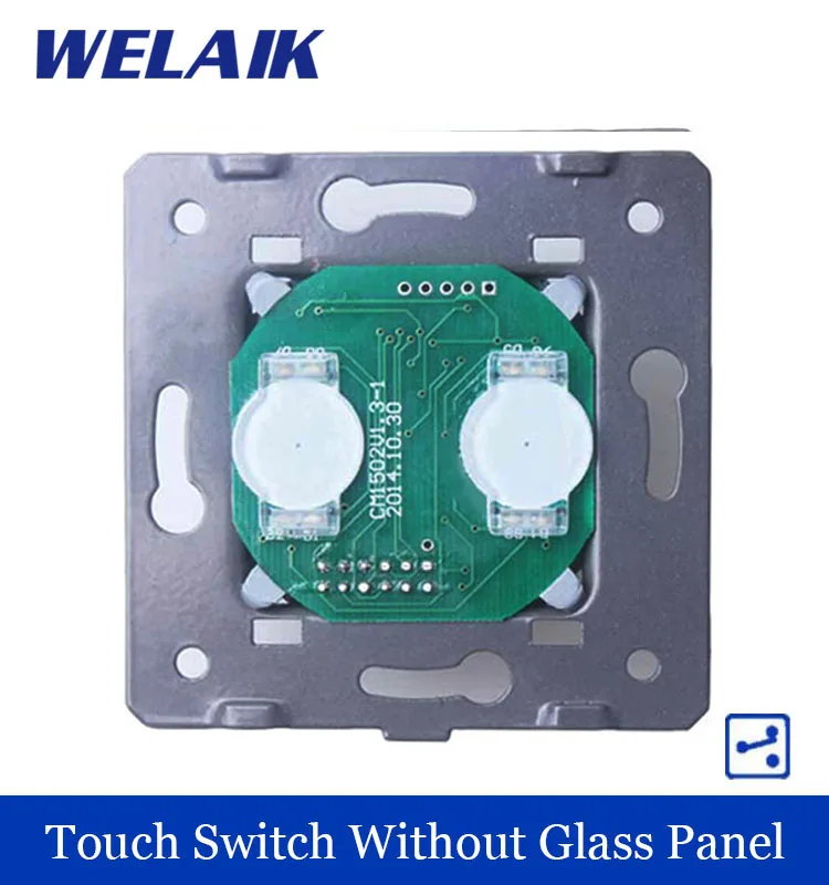 WELAIK Switch White Wall Switch EU Touch Switch DIY Parts Screen Wall Light Switch 2gang2way AC110