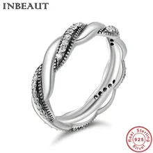 INBEAUT Hot Sell 925 Sterling Silver Twist Love Wedding Statement Ring for Teen Girls Trendy Jewelry Female Luxury Finger Ring