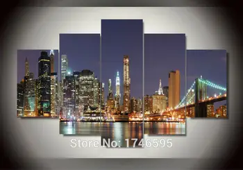 

living room decor home decor Wall Art Picture printed Manhattan Brooklyn Bridge cityscape oil Painting Canvas art print /PT0461