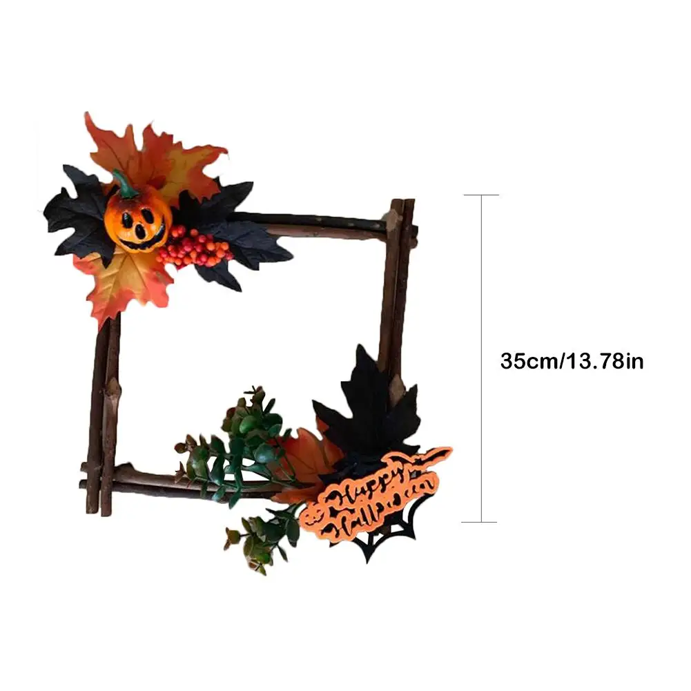 

Simulation Halloween Wall Hanging Decoration Wooden Square Maple Leaf Pumpkin Wall Hanging Halloween Decoration Pendant
