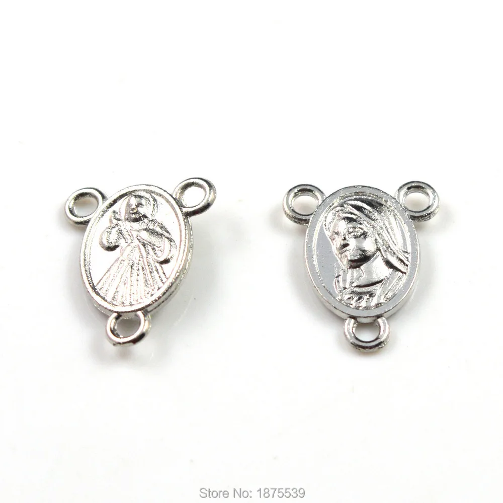 

Small alloy rosary centerpiece one side mary another side Jesus mercy