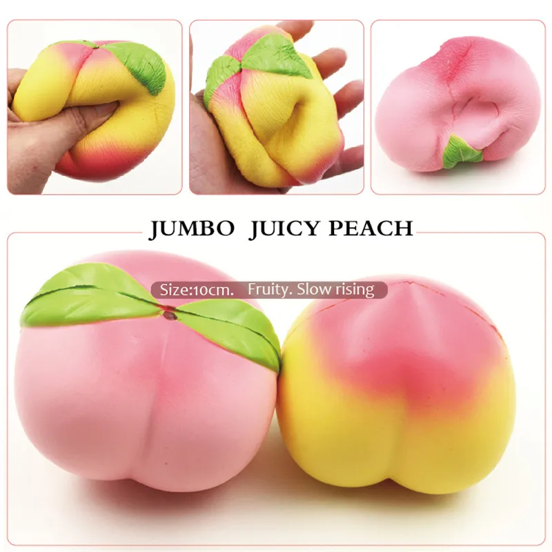 Jumbo Peach снятие стресса 10 см медленно поднимающаяся мягкая фруктовая коллекция подарок украшение Антистресс игрушка для детей розовый желтый цвета