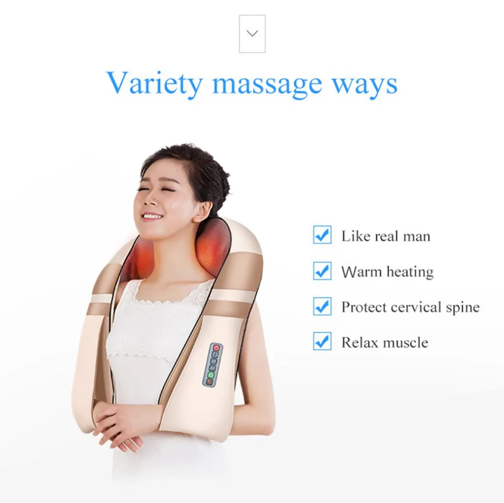 JinKaiRui u-образный Электрический шиацу массажер для тела, плеча, шеи, спины, инфракрасный 4D Массажер для разминания автомобиля, дома, лучший подарок для здоровья
