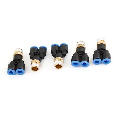 

5 Pcs 1/4"PT Thread to 6mm Push in Y Shaped Air Pneumatic Quick Fittings