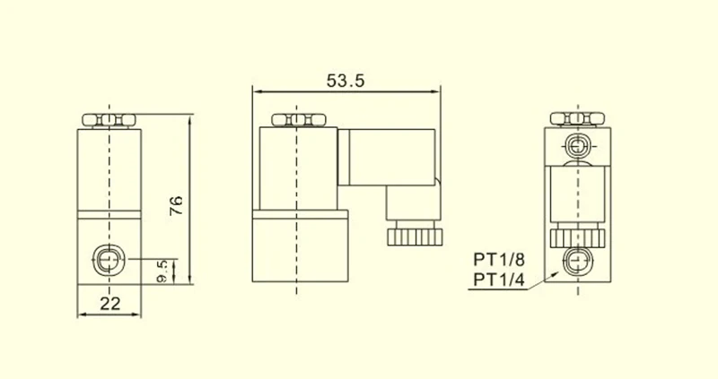 Air Solenoid Valves 2V025-08 2 Position 2 Port Normally Closed Pneumatic Control Valve