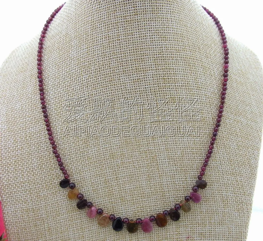 

Women's Natural Garnet&Tourmaline Necklace