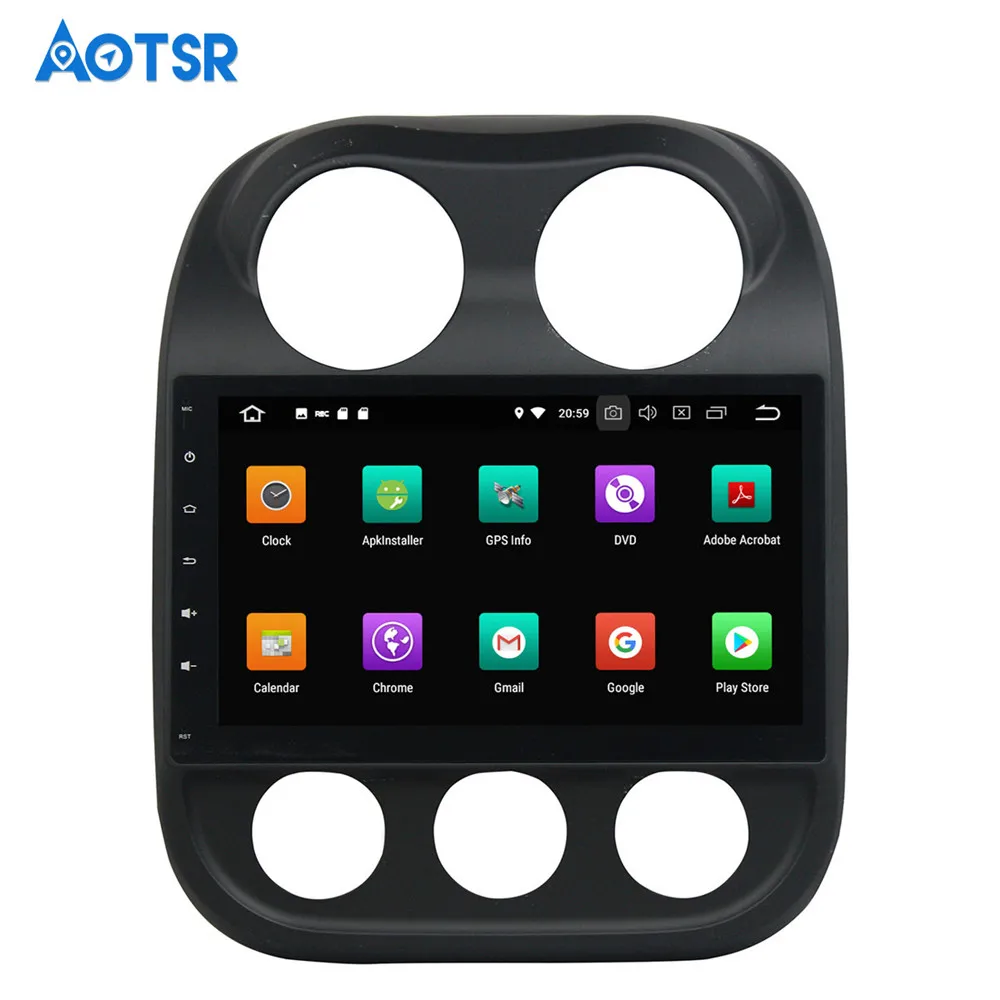 Best Android 8.0 4+32GB Car DVD Player GPS Navigation Multimedia For JEEP Compass Patriot Radio 2014 2015 car stereo tape recorder 7