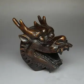 

Chinese Handmade Antique Bronze Lucky Zodiac Dragon Head Figurines Statues