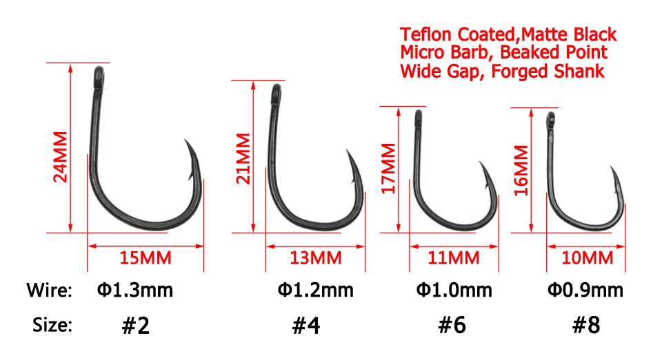 ICERIO 100 шт. с тефлоновым покрытием Beaked точка широкий Gap Карп крючки крючок из высокоуглеродистой Сталь ловли карпа сильные рыболовные крючки