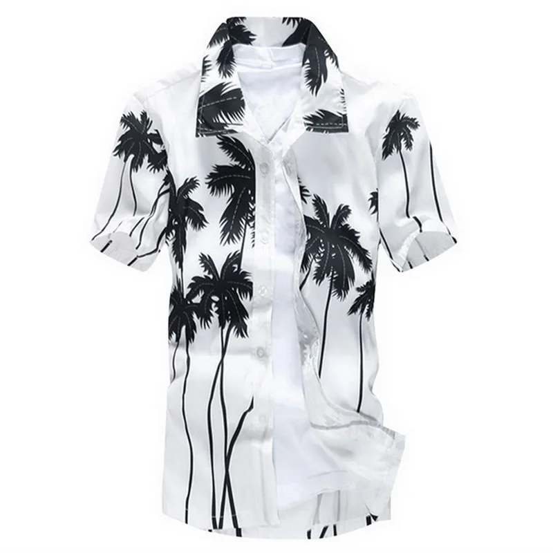

MoneRffi 2019 New Summer Mens Short Sleeve Beach Hawaiian Shirts Casual Tree Printed Shirts Plus Size 3XL Mens Fashion Tops
