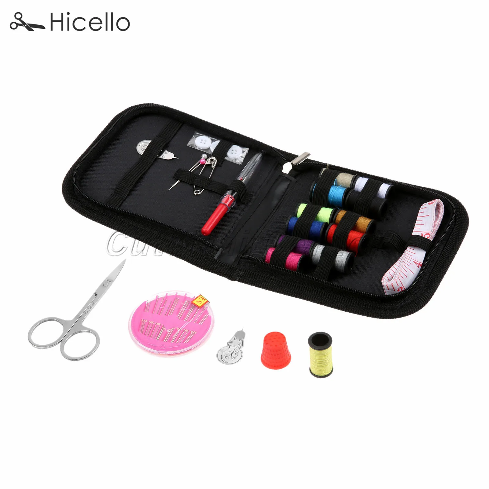 87pcs Sewing kit case Needles Pearl pins Threads ruler Scissor Buttons