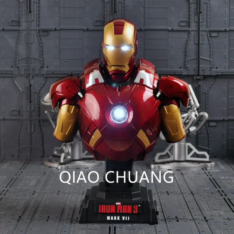 

The Avengers Robot Robert Downey Jr. Iron Man Glow Bust 23CM PVC Action Figure Collectible Model Toy Packed In Box G13