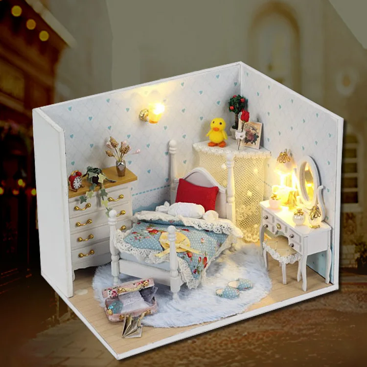 Handmade Wooden Doll House Toys With Furnitures Assembling DIY Miniature Model Kit Children Adult Beauty Gift
