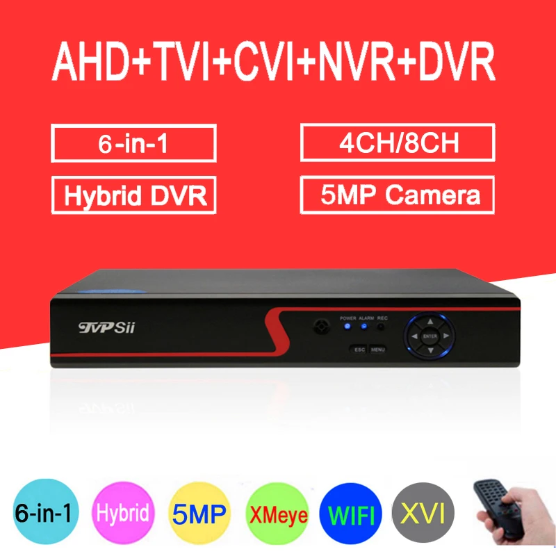 

5MP Surveillance Camera Red Panel Hi3531D XMeye 4CH/8CH Hybrid Coaxial WIFI 6 in 1 XVI TVI CVI NVR AHD CCTV DVR Free Shipping