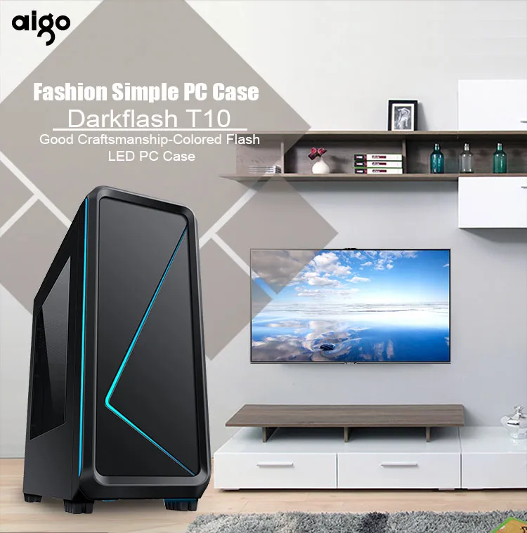 Игровой компьютерный чехол Aigo ATX Mid Tower 240 мм с водяным охлаждением, вентилятор для ПК AIO, поддержка 450*190*470 мм, игровой стиль, оконный чехол, шасси